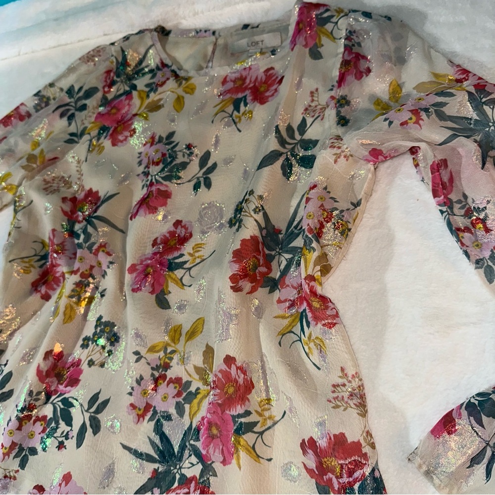 Loft iridescent floral sheer top